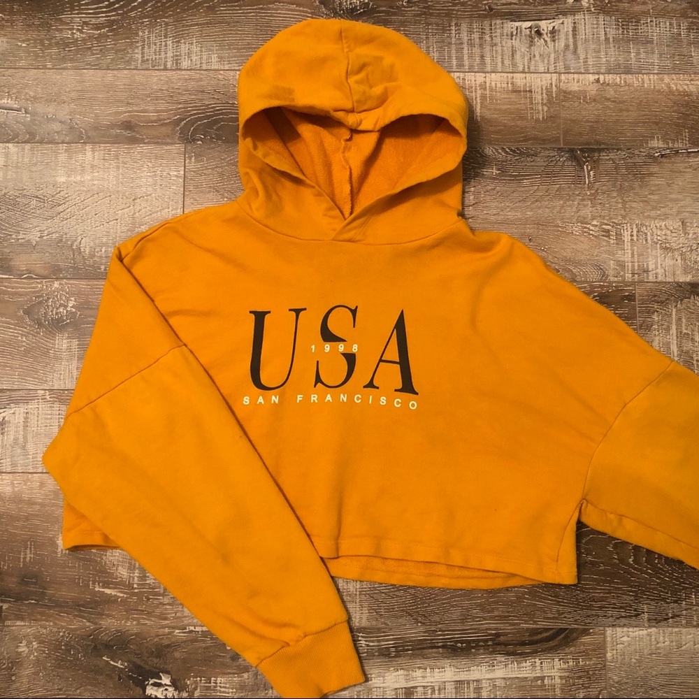 Yellow cropped hoodie